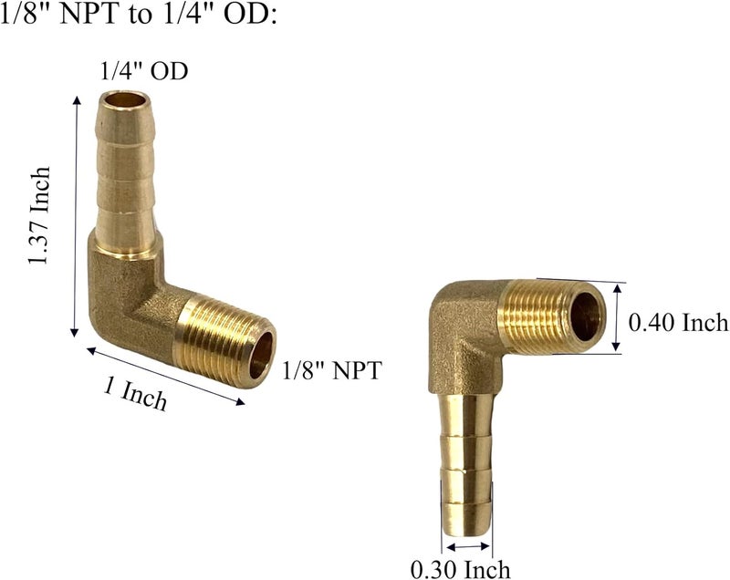 Bumugufu 6 Pcs Brass Hose Barb Fittings, 1/8" NPT to 1/4" OD Hose Barb Fitting Elbow for Low-pressure,Fuel,Air and Non-potable Water Chilling Application - Image 2